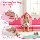 14-piece kids play couch in pink with soft crystal velvet and high-density sponge for comfortable imaginative play.