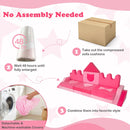 14-piece kids play couch in pink with soft crystal velvet, high-density sponge, and detachable, machine-washable covers.