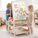 Kids Magnetic Whiteboard Easel with Marble Run – Natural