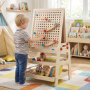 Kids Magnetic Whiteboard Easel with Marble Run – Natural