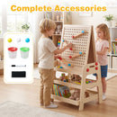 Kids Magnetic Whiteboard Easel with Marble Run – Natural