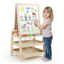 Kids Magnetic Whiteboard Easel with Marble Run – Natural