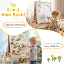 Kids Magnetic Whiteboard Easel with Marble Run – Natural