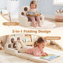 Brown Foldable Toddler Sofa Chair with Removable Cover No Assembly Needed