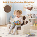 Brown Foldable Toddler Sofa Chair with Removable Cover No Assembly Needed