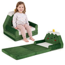 Convertible 2-in-1 toddler sofa in green transforms from a cozy seat to a lounger, perfect for kids aged 18-36 months.