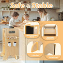 Natural wood 4-in-1 Montessori toddler tower safety features