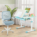 Kids mesh rolling desk chair in blue with adjustable height, ergonomic design, and breathable fabric for comfortable.