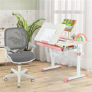 Kids mesh rolling desk chair in grey with adjustable height, ergonomic backrest, and smooth-rolling wheels for study.