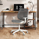 Kids mesh rolling desk chair in grey with adjustable height, ergonomic backrest, and cushioned seat for comfort during.