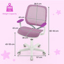 Kids mesh rolling desk chair in purple with adjustable height, ergonomic design, and smooth-rolling wheels for study.