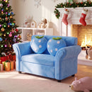 Kids Couch with Strawberry Throw Pillows - Blue - image 1