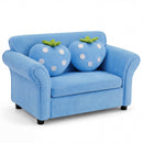 Kids Couch with Strawberry Throw Pillows - Blue - image 3