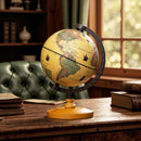 14 cm Vintage-Style World Globe with Wooden Base – Bronze