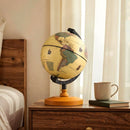 14 cm Vintage-Style World Globe with Wooden Base – Bronze