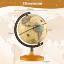 14 cm Vintage-Style World Globe with Wooden Base – Bronze