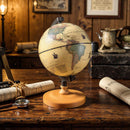 14 cm Vintage-Style World Globe with Wooden Base – Bronze