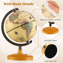 14 cm Vintage-Style World Globe with Wooden Base – Bronze