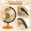 14 cm Vintage-Style World Globe with Wooden Base – Bronze