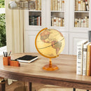 30 cm Illuminated World Globe with Wooden Base – Yellow