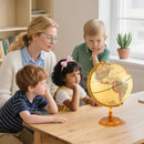 30 cm Illuminated World Globe with Wooden Base – Yellow