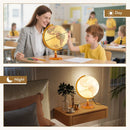 30 cm Illuminated World Globe with Wooden Base – Yellow