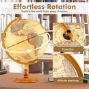 30 cm Illuminated World Globe with Wooden Base – Yellow