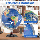30 cm Illuminated World Globe with Wooden Base – Navy