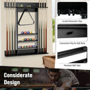 Wall-Mounted Wooden Billiard Cue and Ball Rack – Black