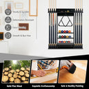 Wall-Mounted Wooden Billiard Cue and Ball Rack – Black