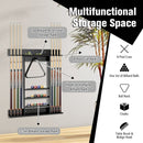 Wall-Mounted Wooden Billiard Cue and Ball Rack – Black