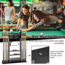 Wall-Mounted Wooden Billiard Cue and Ball Rack – Black