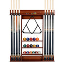 Wall-Mounted Wooden Billiard Cue and Ball Rack – Coffee