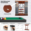 Wall-Mounted Wooden Billiard Cue and Ball Rack – Coffee