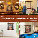 Wall-Mounted Wooden Billiard Cue and Ball Rack – Coffee
