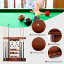 Wall-Mounted Wooden Billiard Cue and Ball Rack – Coffee