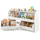 Kids Toy Storage Organizer, Toddler Wooden Montessori Toy Storage Shelf with 2 Rolling Drawers product image 1