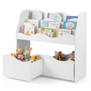 Kids Toy Storage Organizer, Wooden Montessori Bookshelf with 2 Rolling Drawers, Toddler Storage Cabinet product image 1