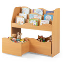 Kids Toy Storage Organizer, Wooden Montessori Bookshelf with 2 Rolling Drawers, Toddler Storage Cabinet product image 2