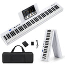 88-Key Folding Digital Piano with Sustain Pedal – White