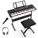 61-Key Light-Up Keyboard Set with Stand and Stool – Black