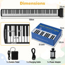 88-Key Rechargeable Roll-Up Piano with Sustain Pedal – MU10113AU-DK