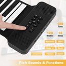 88-Key Rechargeable Roll-Up Piano with Sustain Pedal – MU10113AU-DK