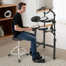 Electronic Drum Kit with Mesh Pads and Adjustable Stool – Black & White