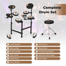 Electronic Drum Kit with Mesh Pads and Adjustable Stool – Black & White