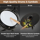 Electronic Drum Kit with Mesh Pads and Adjustable Stool – Black & White