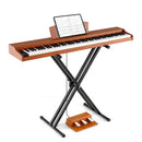 88-Key Digital Piano Set with Triple Pedals – Brown