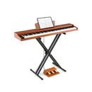 88-Key Digital Piano Set with Triple Pedals – Brown