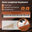 88-Key Digital Piano Set with Triple Pedals – Brown
