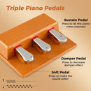 88-Key Digital Piano Set with Triple Pedals – Brown